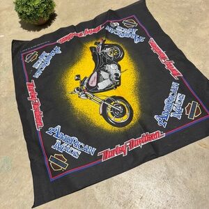 Harley Davidson‎ Vtg Bandana Handkerchief Dew Rag USA Made 21” Biker Motorcycle